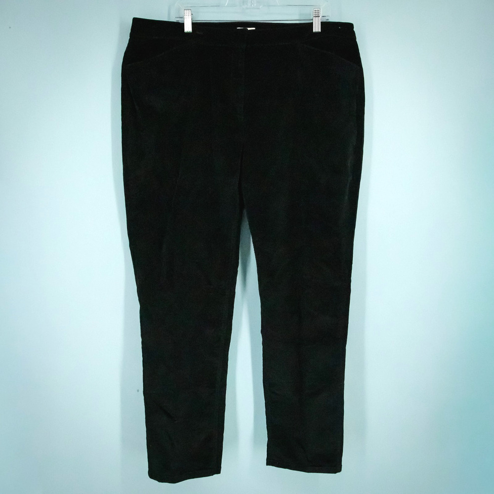J. Jill Plus Size 20W Black Velvet Corduroy Stretch Slim Tapered Leg Ankle Pants